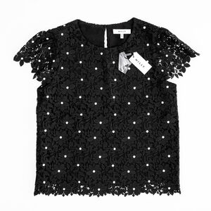 NWT Milly Top Black Daisy Lace Baby Tee Floral $295 - Size P (XS Women's 0-2)